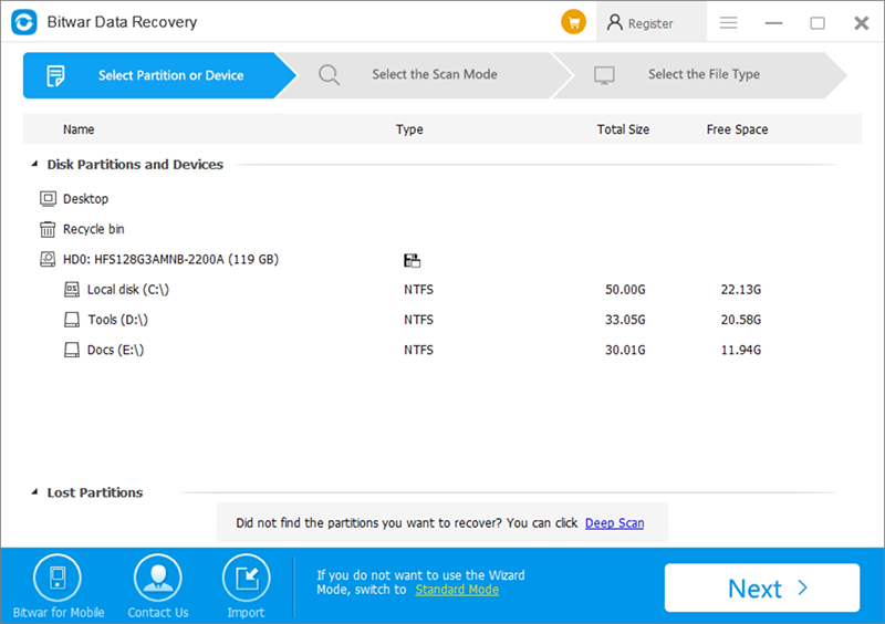 Bitwar Data Recovery Software screenshot