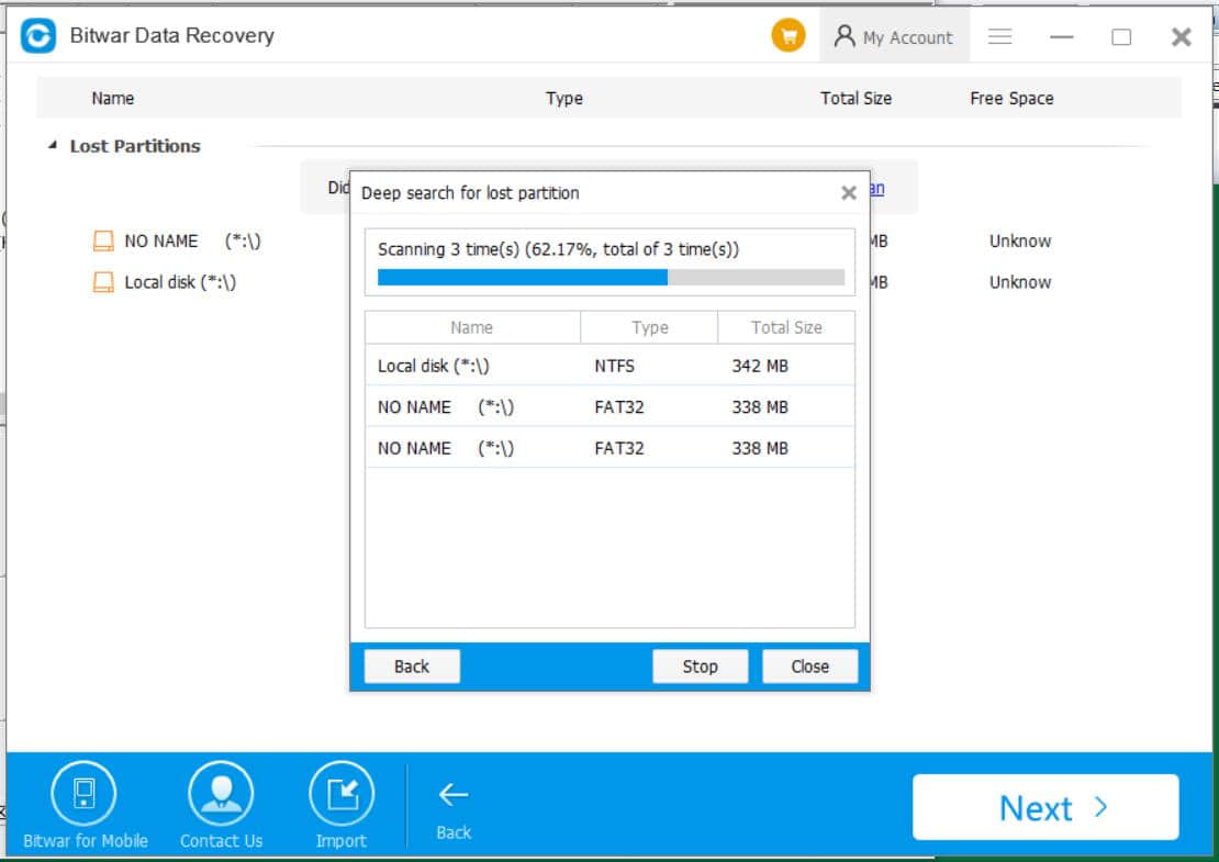 Bitwar Data Recovery 6.35 partition lost recovery