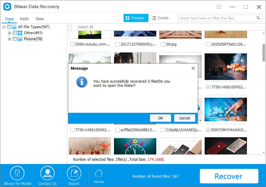 Preview and recover lost data