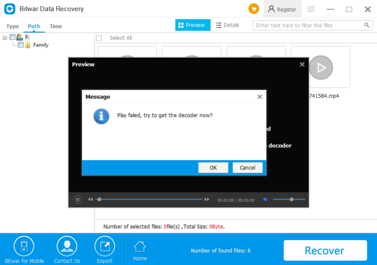 Video recovery - download decoder
