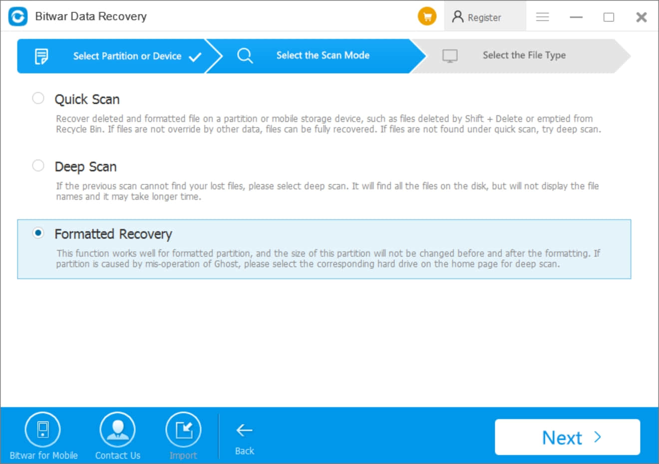 4-Data Recovery-Formatted Musics Recovery-Select Formatted Recovery