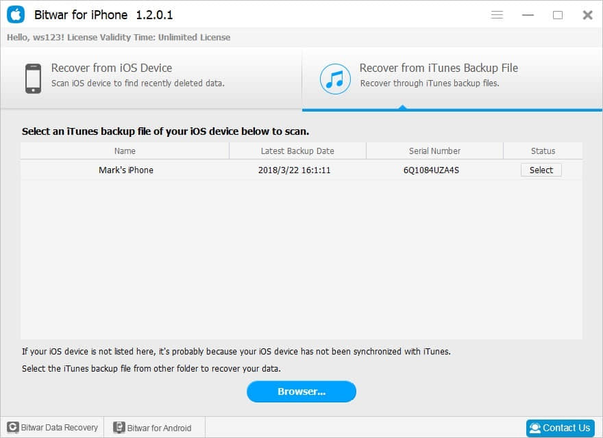 recover lost data from iTunes