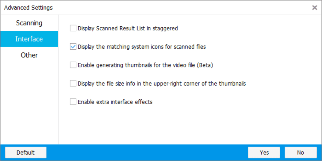 Advanced Menu Interface setting