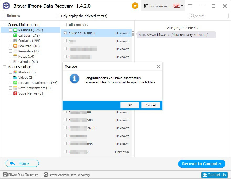 Preview and recover lost data