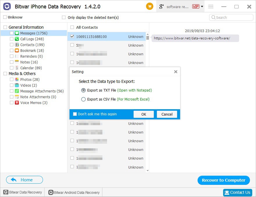 Preview and recover lost data