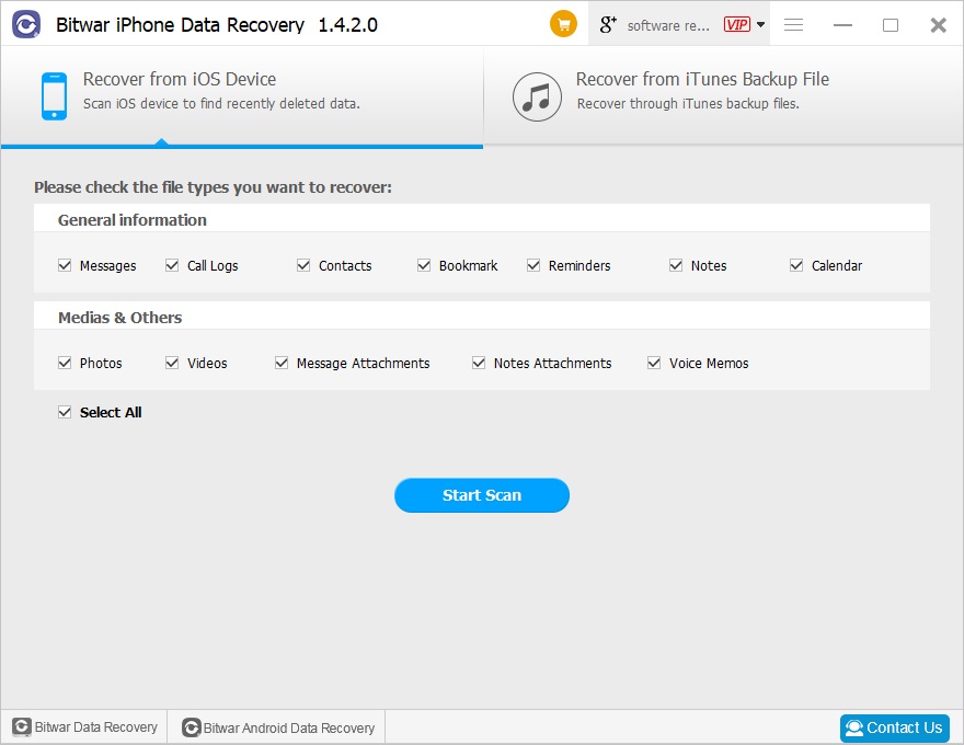 Recover from the iOS device