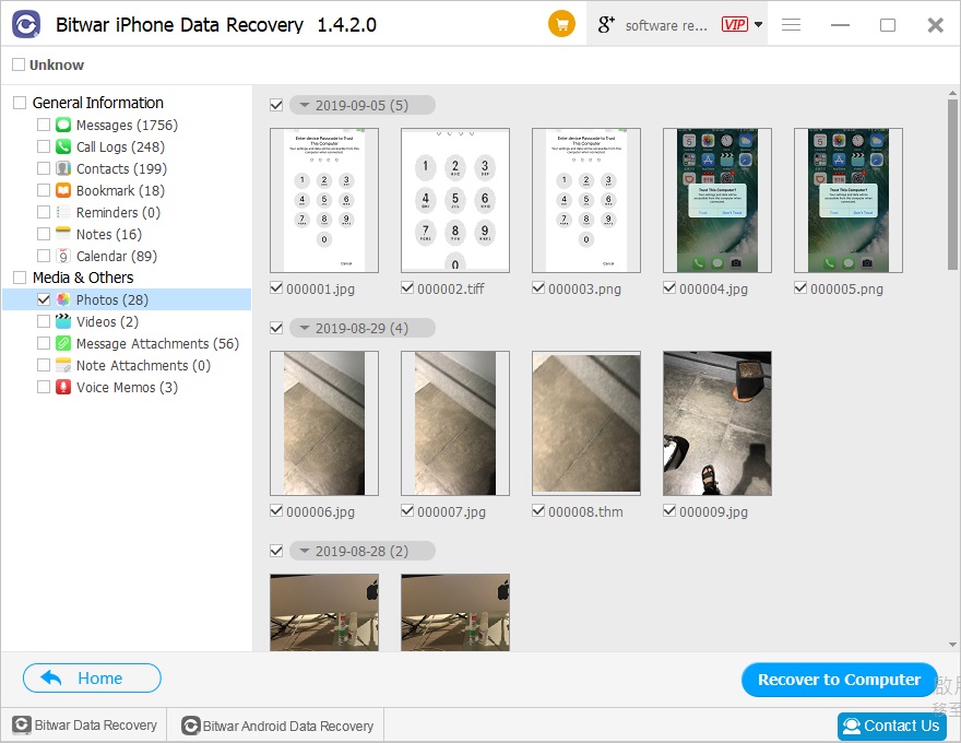 Preview and recover lost data